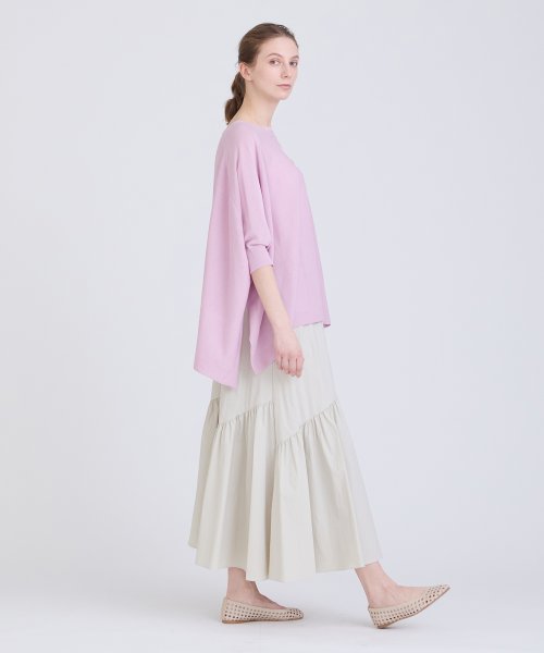 コットンリネンブレンドプルオーバーニット 