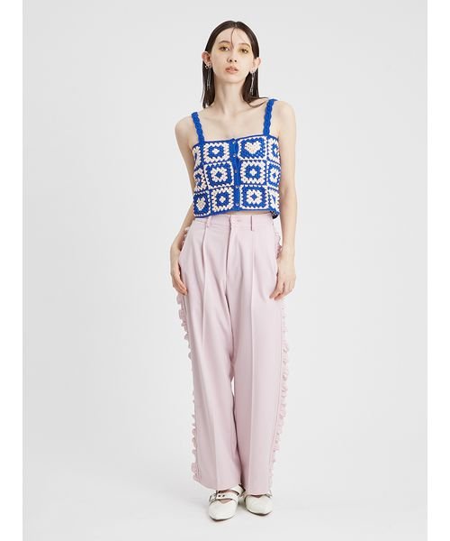 サイドフリルワイドパンツ 予めご了承ください