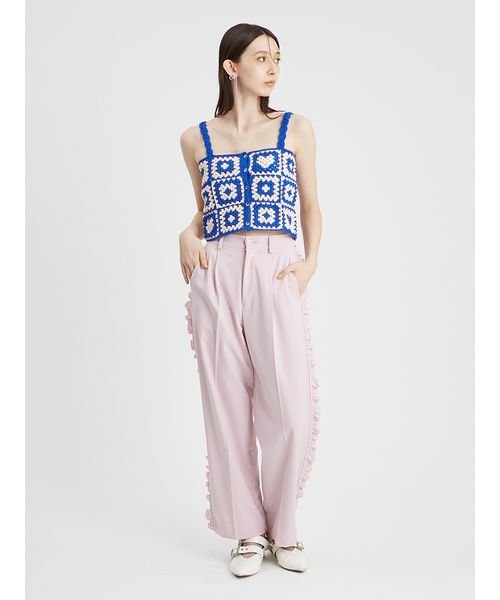 サイドフリルワイドパンツ 予めご了承ください