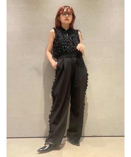 サイドフリルワイドパンツ 予めご了承ください