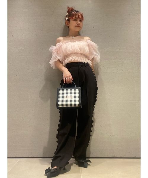 サイドフリルワイドパンツ 予めご了承ください