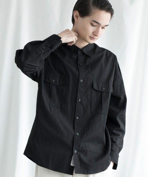 aimoha(aimoha（アイモハ）)/aimoha MENSLIM FIT MARINE FLIP POCKET SHIRT デニムシャツ/img08