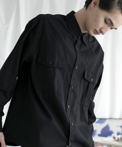 aimoha(aimoha（アイモハ）)/aimoha MENSLIM FIT MARINE FLIP POCKET SHIRT デニムシャツ/img12