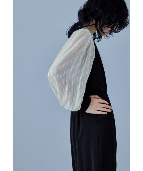 niana ニアナ カシュクールデザインパンツドレス パーティードレス 結婚式 オールインワン ワイドパンツ Vネック 切り替え ジャガード ドット お呼ばれ 5cm ニアナ 61cm