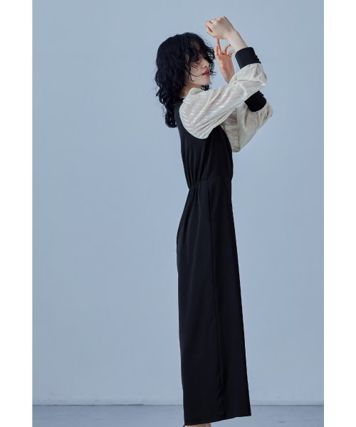 niana ニアナ カシュクールデザインパンツドレス パーティードレス 結婚式 オールインワン ワイドパンツ Vネック 切り替え ジャガード ドット お呼ばれ 5cm ニアナ 61cm