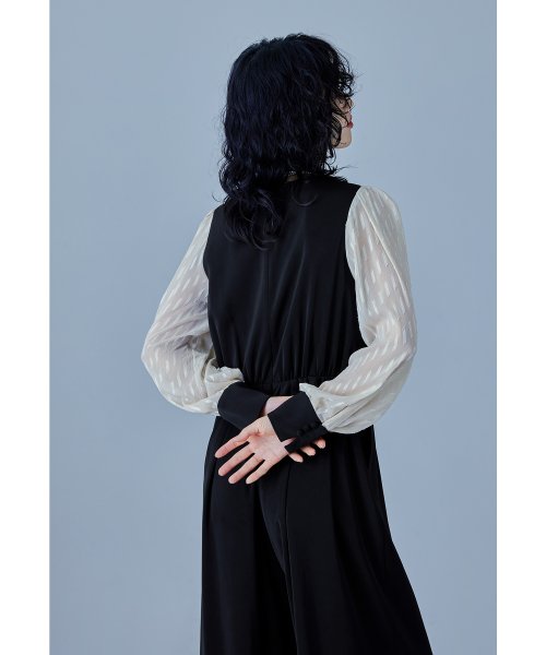 niana ニアナ カシュクールデザインパンツドレス パーティードレス 結婚式 オールインワン ワイドパンツ Vネック 切り替え ジャガード ドット お呼ばれ 5cm ニアナ 61cm