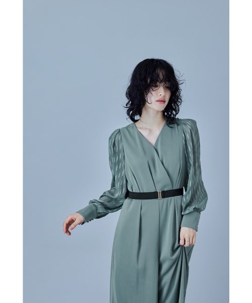 niana ニアナ カシュクールデザインパンツドレス パーティードレス 結婚式 オールインワン ワイドパンツ Vネック 切り替え ジャガード ドット お呼ばれ 5cm ニアナ 61cm