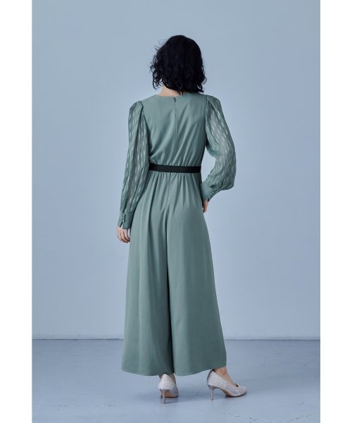 niana ニアナ カシュクールデザインパンツドレス パーティードレス 結婚式 オールインワン ワイドパンツ Vネック 切り替え ジャガード ドット お呼ばれ 5cm ニアナ 61cm