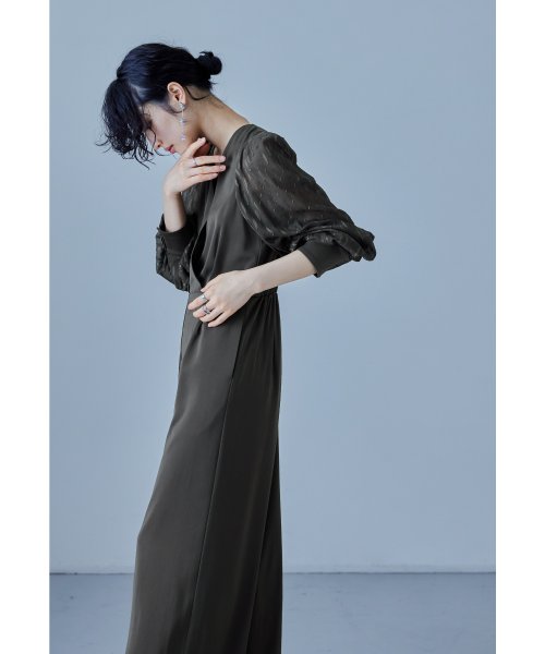 niana ニアナ カシュクールデザインパンツドレス パーティードレス 結婚式 オールインワン ワイドパンツ Vネック 切り替え ジャガード ドット お呼ばれ 5cm ニアナ 61cm