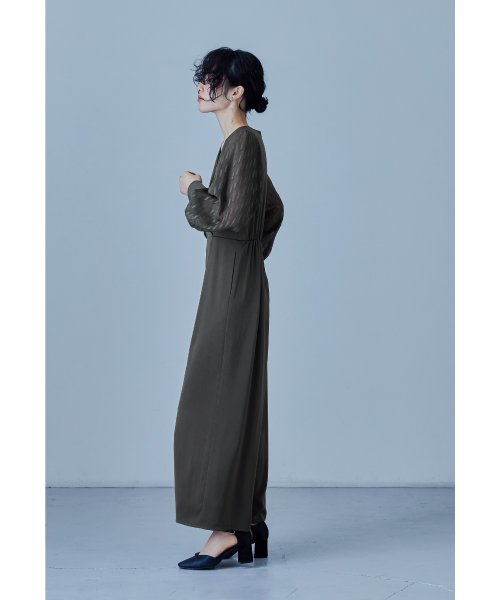 niana ニアナ カシュクールデザインパンツドレス パーティードレス 結婚式 オールインワン ワイドパンツ Vネック 切り替え ジャガード ドット お呼ばれ 5cm ニアナ 61cm