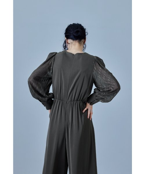 niana ニアナ カシュクールデザインパンツドレス パーティードレス 結婚式 オールインワン ワイドパンツ Vネック 切り替え ジャガード ドット お呼ばれ 5cm ニアナ 61cm