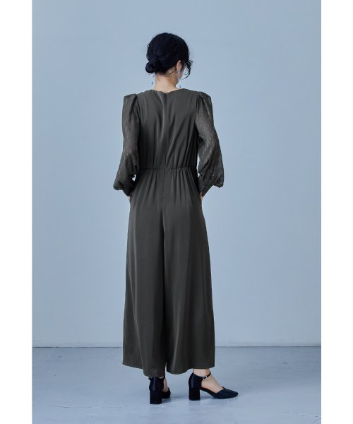 niana ニアナ カシュクールデザインパンツドレス パーティードレス 結婚式 オールインワン ワイドパンツ Vネック 切り替え ジャガード ドット お呼ばれ 5cm ニアナ 61cm