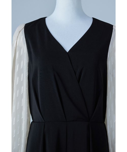 niana ニアナ カシュクールデザインパンツドレス パーティードレス 結婚式 オールインワン ワイドパンツ Vネック 切り替え ジャガード ドット お呼ばれ 5cm ニアナ 61cm