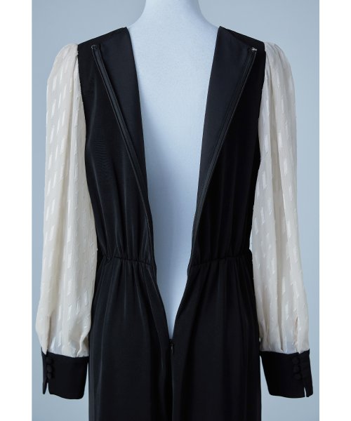 niana ニアナ カシュクールデザインパンツドレス パーティードレス 結婚式 オールインワン ワイドパンツ Vネック 切り替え ジャガード ドット お呼ばれ 5cm ニアナ 61cm