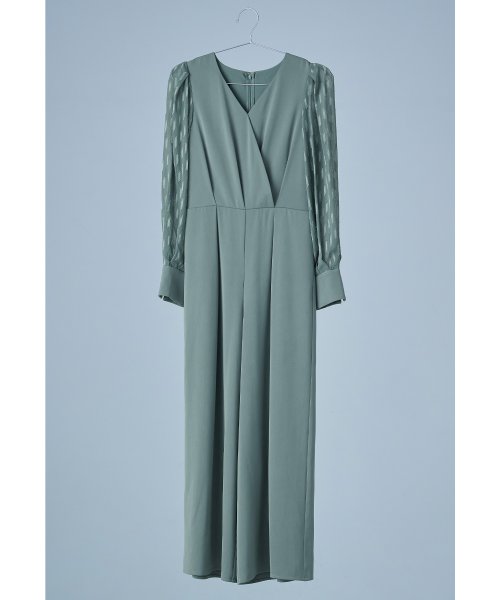 niana ニアナ カシュクールデザインパンツドレス パーティードレス 結婚式 オールインワン ワイドパンツ Vネック 切り替え ジャガード ドット お呼ばれ 5cm ニアナ 61cm