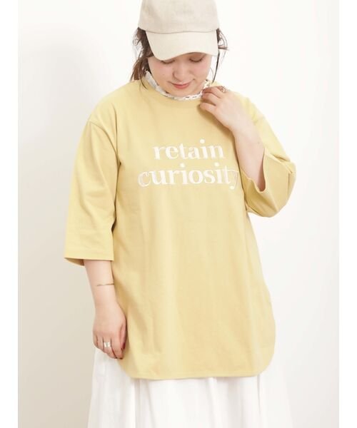 Samansa Mos2(サマンサ　モスモス)/ロゴ刺繍裾ラウンドチュニックTシャツ/img01
