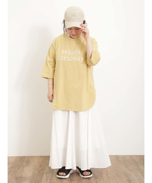 Samansa Mos2(サマンサ　モスモス)/ロゴ刺繍裾ラウンドチュニックTシャツ/img02