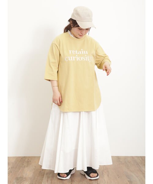 Samansa Mos2(サマンサ　モスモス)/ロゴ刺繍裾ラウンドチュニックTシャツ/img03