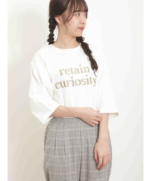 Samansa Mos2(サマンサ　モスモス)/ロゴ刺繍裾ラウンドチュニックTシャツ/img17