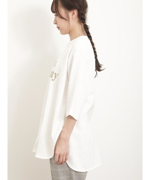 Samansa Mos2(サマンサ　モスモス)/ロゴ刺繍裾ラウンドチュニックTシャツ/img24