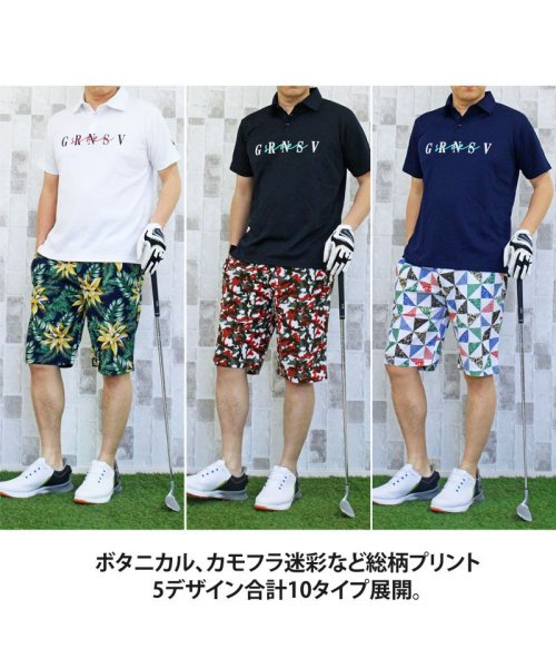 TopIsm(トップイズム)/ゴルフパンツ ハーフパンツ メンズ ゴルフウェア ショートパンツ 総柄 スウェット ストレッチ 春夏 短パン ショーツ ボタニカル カモフラ迷彩 ロゴ イージー/img14