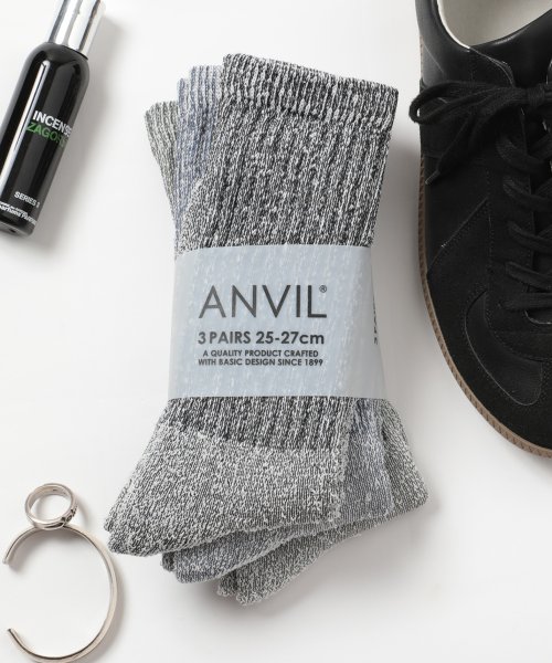 ANVIL(ANVIL)/アンヴィル ANVIL 【ANVIL】「消臭加工」パイル 3足セット 3パック クルー ソックス 靴下 /3P Crew Socks/ANS050 アンビル ア/img20