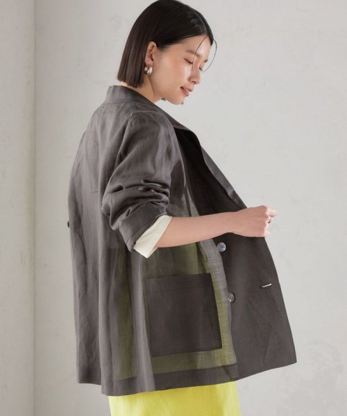 〈手洗い可能〉ラミー シアー ジャケット 商品説明―24SS―素材感とシルエットでおしゃれな着こなしが叶うジャケット■デザインテーラードのダブル W1679500724(12980円)