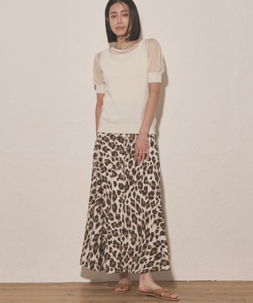 【Audrey and John Wad】レオパード柄バイアスフレアスカート 