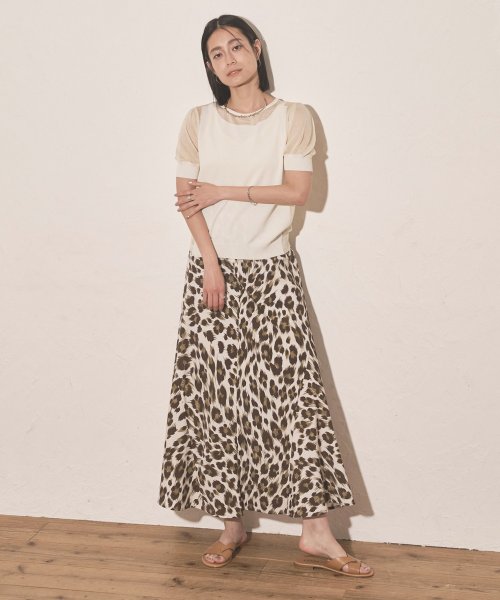 【Audrey and John Wad】レオパード柄バイアスフレアスカート 