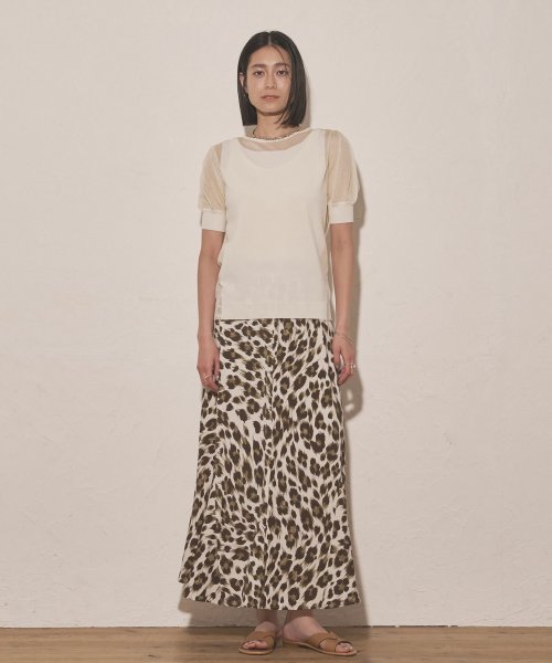 【Audrey and John Wad】レオパード柄バイアスフレアスカート 
