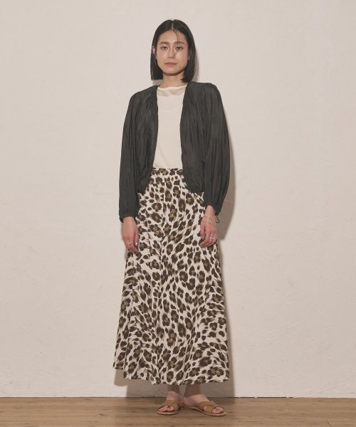 【Audrey and John Wad】レオパード柄バイアスフレアスカート 