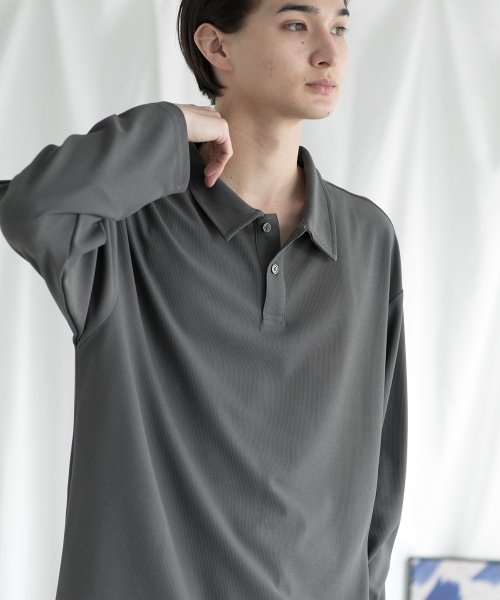 aimoha(aimoha（アイモハ）)/aimoha MENSIMPLE POLO SHIRT ハーフボタン 長袖 ポロシャツ/img02