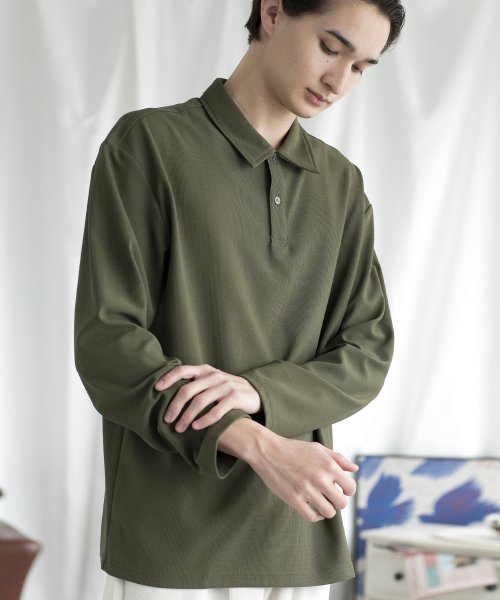 aimoha(aimoha（アイモハ）)/aimoha MENSIMPLE POLO SHIRT ハーフボタン 長袖 ポロシャツ/img10