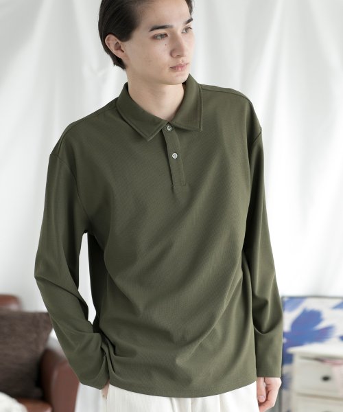 aimoha(aimoha（アイモハ）)/aimoha MENSIMPLE POLO SHIRT ハーフボタン 長袖 ポロシャツ/img11