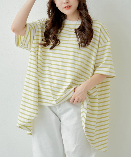 OLIVE des OLIVE(オリーブデオリーブ)/【nao】ボーダービックシルエット　トップス　Tシャツ　ゆったり　春/img05