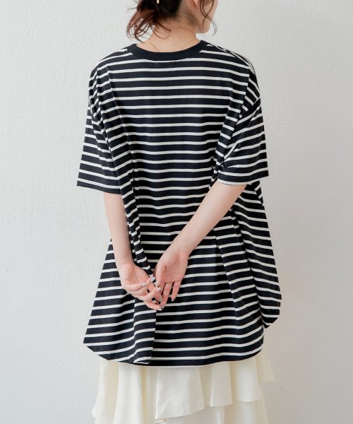 OLIVE des OLIVE(オリーブデオリーブ)/【nao】ボーダービックシルエット　トップス　Tシャツ　ゆったり　春/img06