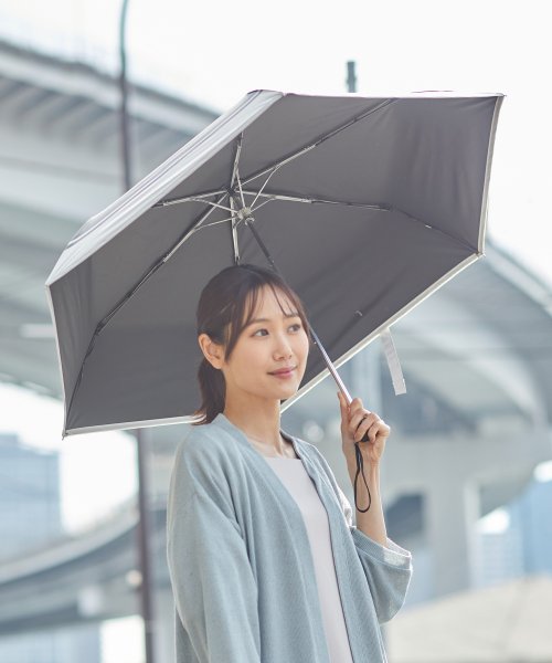 Honeys(ハニーズ)/晴雨兼用折り畳み傘 傘 かさ 雨傘 日傘 折りたたみ コンパクト 軽量 ネコ ロゴ 白 /img05