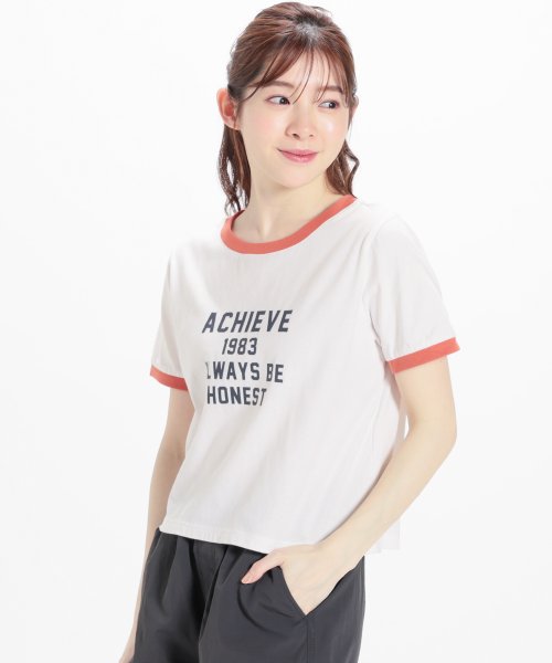 Honeys(ハニーズ)/プリントＴシャツ トップス Tシャツ リンガーTシャツ カットソー 半袖 配色 ロゴ /img11