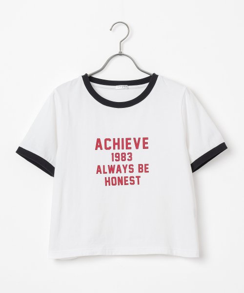 Honeys(ハニーズ)/プリントＴシャツ トップス Tシャツ リンガーTシャツ カットソー 半袖 配色 ロゴ /img12