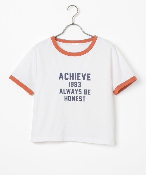 Honeys(ハニーズ)/プリントＴシャツ トップス Tシャツ リンガーTシャツ カットソー 半袖 配色 ロゴ /img20