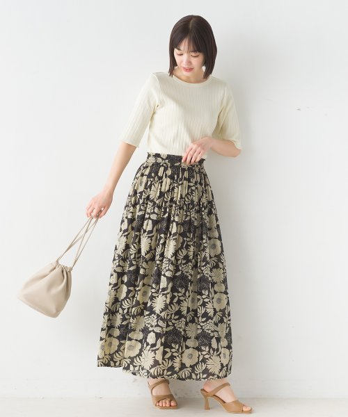 【OMNES】コットンボイル総柄ギャザースカート 人気・おすすめ｜売れ筋商品・話題商品におすすめ コスパ重視 安心配送 国内発送・正規流通商品