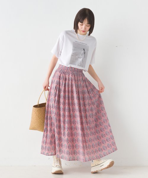 【OMNES】コットンボイル総柄ギャザースカート 人気・おすすめ｜売れ筋商品・話題商品におすすめ コスパ重視 安心配送 国内発送・正規流通商品