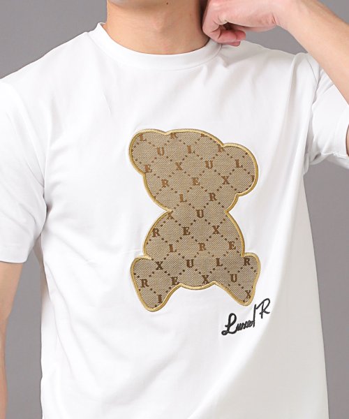 LUXSTYLE(ラグスタイル)/LUXE/R(ラグジュ)ジャガード貼り付けベア天竺半袖Tシャツ/Tシャツ メンズ 半袖 ワッペン アップリケ 刺繍 ベア クマ/img07