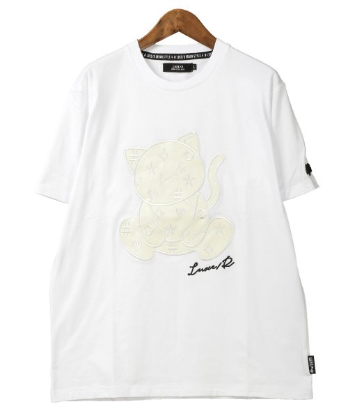 LUXSTYLE(ラグスタイル)/LUXE/R(ラグジュ)猫柄PUレザーワッペン半袖Tシャツ/Tシャツ メンズ 半袖 PUレザー 合皮 ワッペン アップリケ 猫 ねこ ネコ/img06