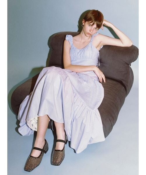 [L.B CANDY STOCK]ラインストーンメッシュバレエシューズ 予めご了承ください