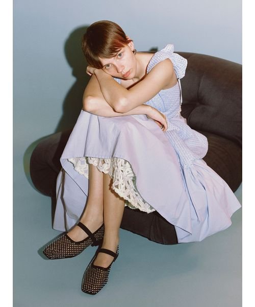 [L.B CANDY STOCK]ラインストーンメッシュバレエシューズ 予めご了承ください