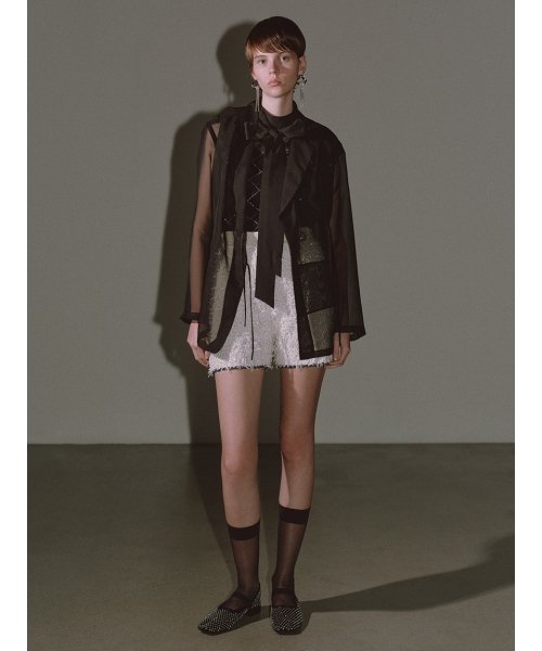 [L.B CANDY STOCK]ラインストーンメッシュバレエシューズ 予めご了承ください