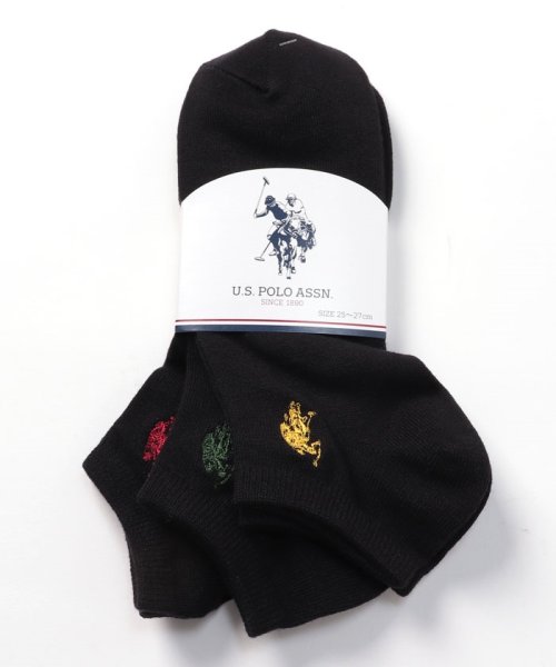 US POLO ASSN(US POLO ASSN)/A. 黒無地 USPA 刺繍 3P 父の日 プレゼント ギフト/img02