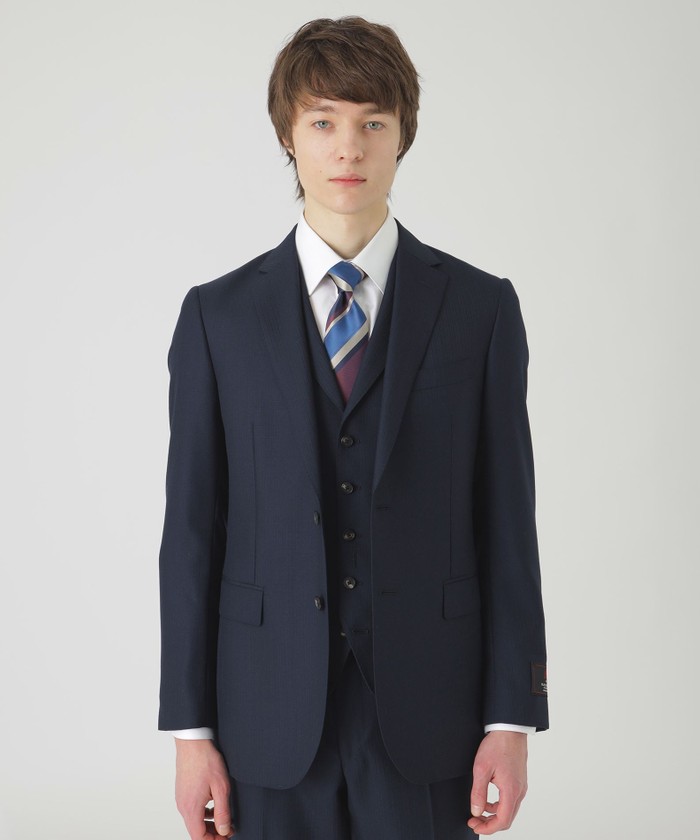 MIYUKI トップネイビーシャドーストライプスリーピーススーツ