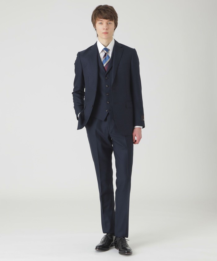 バーバリー スリーピーススーツ Mサイズ 紺色 シャドーストライプ 約18